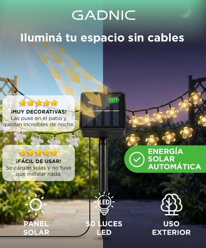 Guirnalda Luces Led Gadnic Flor Cerezo Solar 50 Exterior 7m - 1