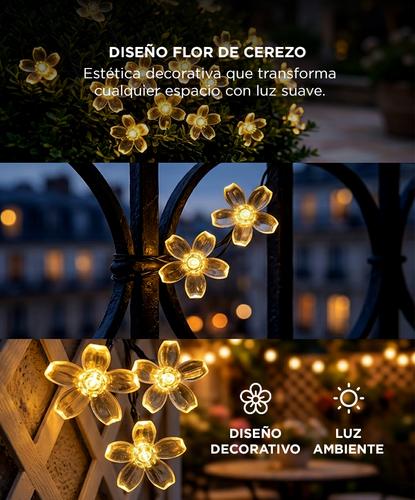 Guirnalda Luces Led Gadnic Flor Cerezo Solar 50 Exterior 7m - 2