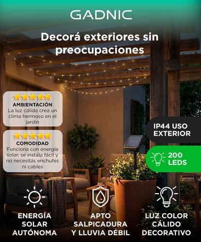 Guirnalda Luces Led Gadnic Solar Estaca 20 Metros - 1