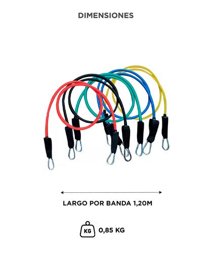 Bandas Elásticas Gadnic Kit x5 1.2mts 5 Intensidades + Anclajes y Accesorios - 5