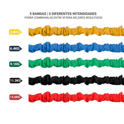 Bandas Elásticas de Resistencia Gadnic Premium Kit x5 + Agarres Soporte y Bolso - 5