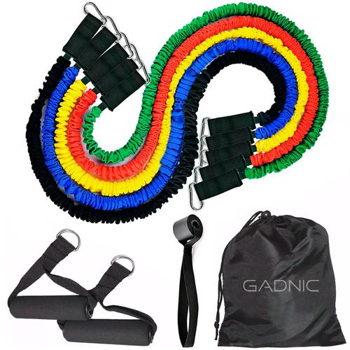 Bandas Elásticas de Resistencia Gadnic Premium Kit x5 + Agarres Soporte y Bolso - 0