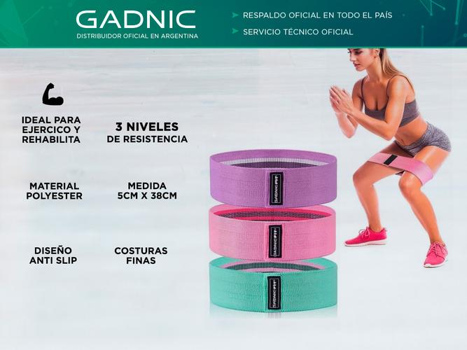 Bandas Elásticas Gadnic Fit Polyester Kit x3 de Resistencia Circulares Isométricas  Bolso - 1