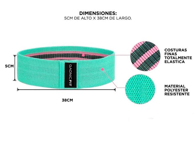 Bandas Elásticas Gadnic Fit Polyester Kit x3 de Resistencia Circulares Isométricas  Bolso - 5