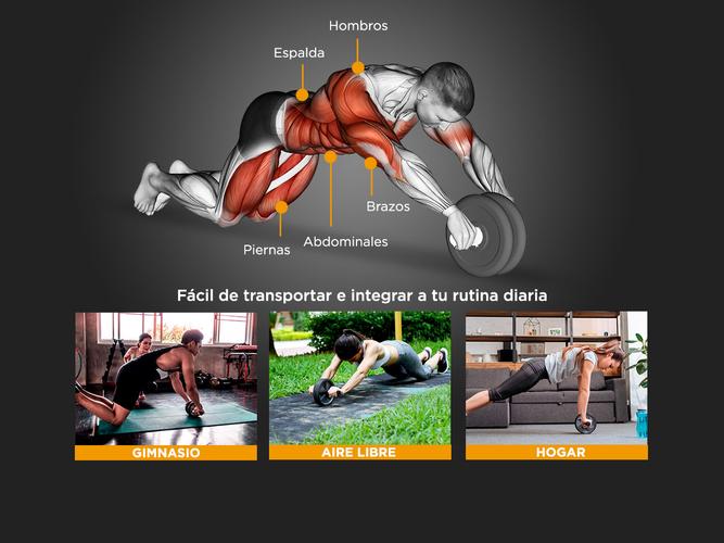 Rueda Abdominales Gadnic Fit Ab Wheel Ancha Resistente + Matt Para Rodillas - 3