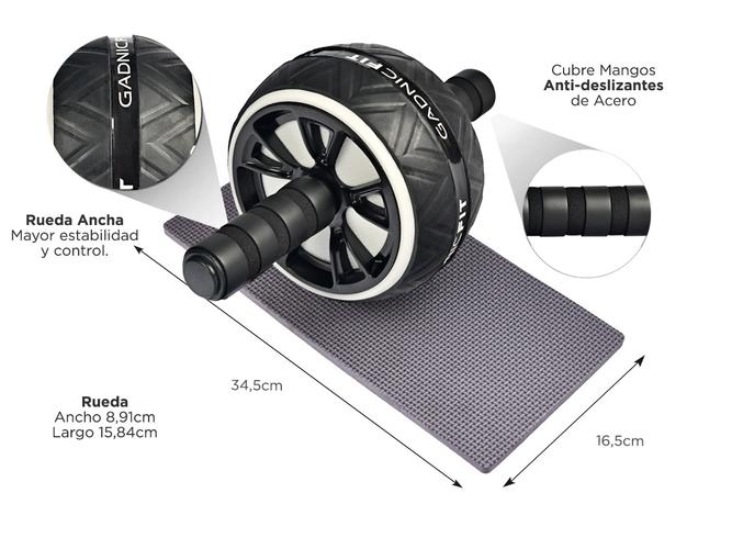 Rueda Abdominales Gadnic Fit Ab Wheel Ancha Resistente + Matt Para Rodillas - 4