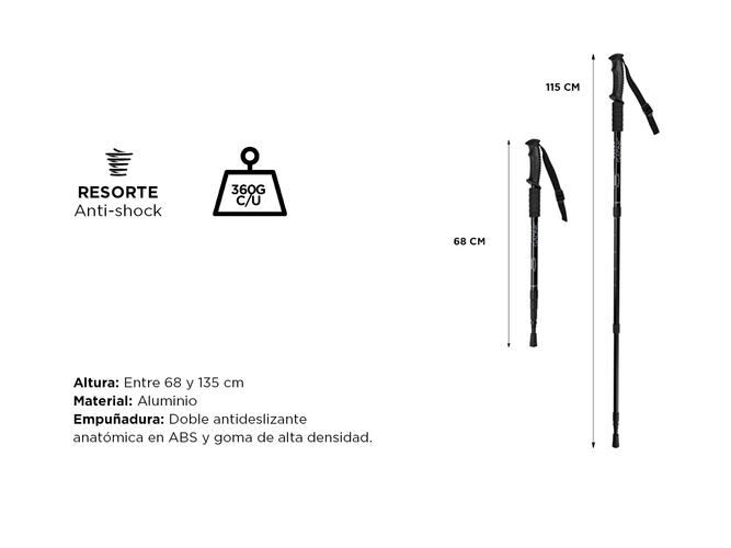 Kit Bastones Trekking Gadnic Telescopico Antishock - 4