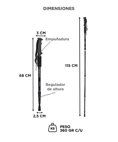 Kit Bastones Trekking Gadnic Telescopico Antishock - 5