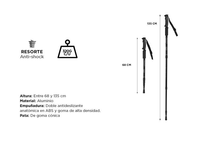 Kit Bastones Gadnic Para Trekking Senderismo Antishock  - 4