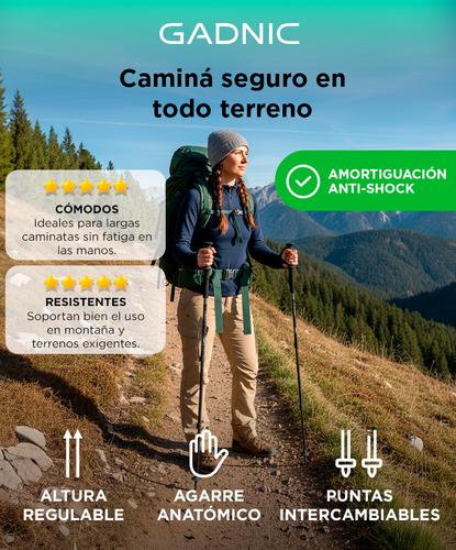 Kit Bastones Gadnic Para Trekking Senderismo Antishock  - 1