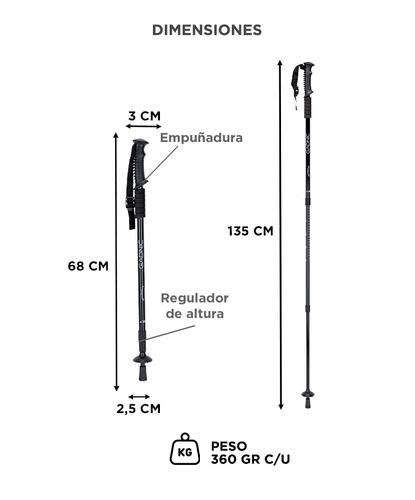Kit Bastones Gadnic Para Trekking Senderismo Antishock  - 5