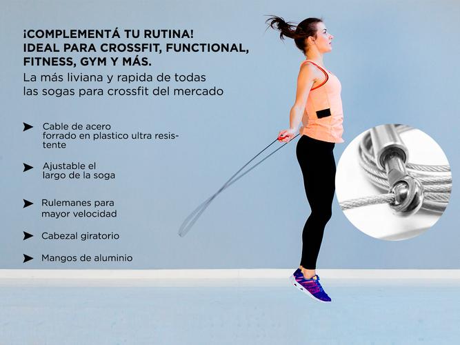 Soga Crossfit Funcional Gadnic Pro Aluminio Rulemanes Cable Acero 3mts - 2