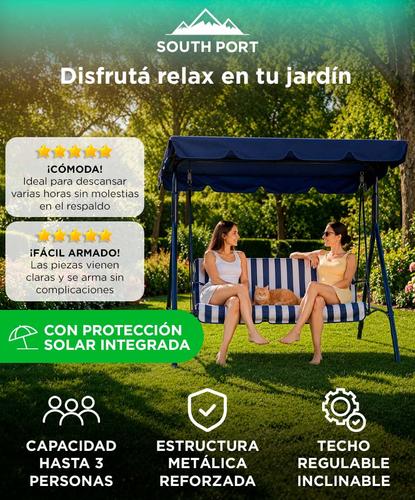 Hamaca Triple Colgante South Port By Gadnic Jardín Balanceo Resorte Metálico Techo Inclinable - 1