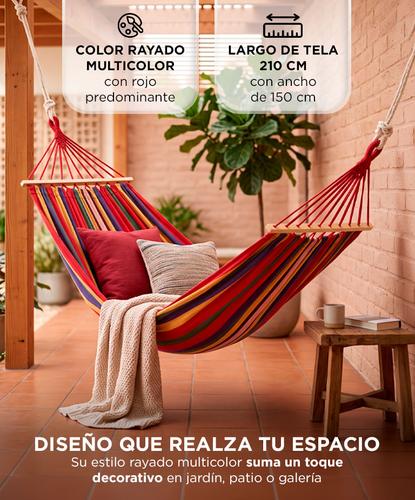 Hamaca Paraguaya South Port By Gadnic 270 X 150 Cm Soporta 200 Kg Lona Poliester Barras De Madera Con Sogas Y Bolsa - 4