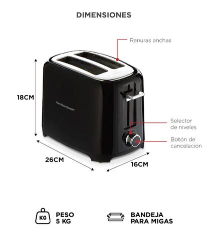 Tostadora Hamilton Beach 22217AR  800W 7 niveles 2 rodajas  - 5