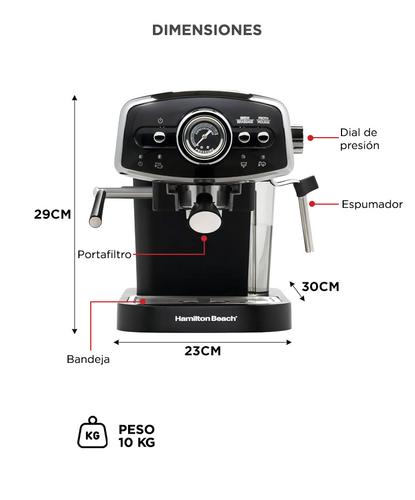 Cafetera Retro Espresso Hamilton Beach 40730AR 15 bar Espumador - 5