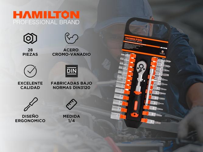Juego de Bocallaves Set Hamilton 14 28 Piezas Acero Cromado JB30-28  - 1