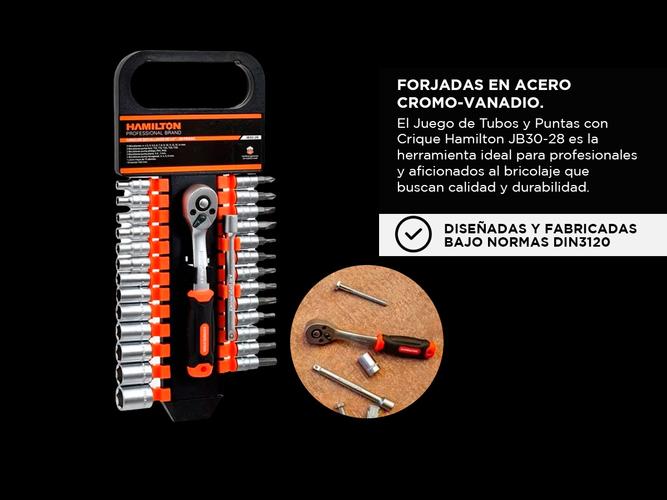 Juego de Bocallaves Set Hamilton 14 28 Piezas Acero Cromado JB30-28  - 2