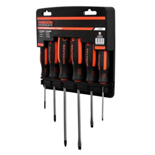 Set Destornilladores Hamilton Philips Planos Acero Ergonomicos Punta Magnetica - 0