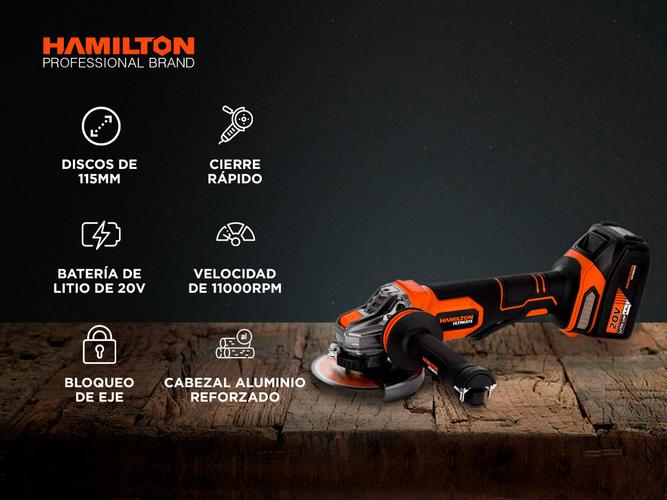 Amoladora Angular Hamilton Inalambrica 115mm 20v 11000rpm - 1