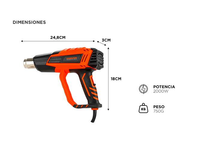Pistola De Calor Hamilton Eléctrica 2000w 2 Temperaturas 350c  600c - 4