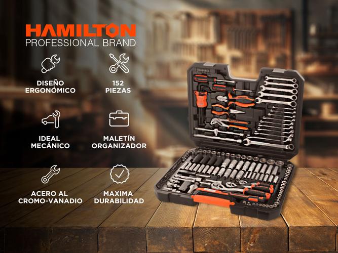 Set De Herramientas Hamilton Perfomance 152 Piezas Acero Cromado Maletin Mecanico JB152 - 1
