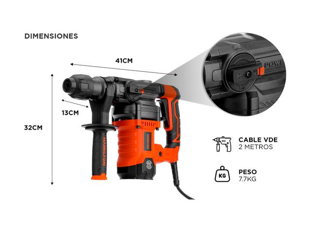 Rotomartillo Hamilton 1500w 75j Sds Plus Accesorios HRM005  - 4
