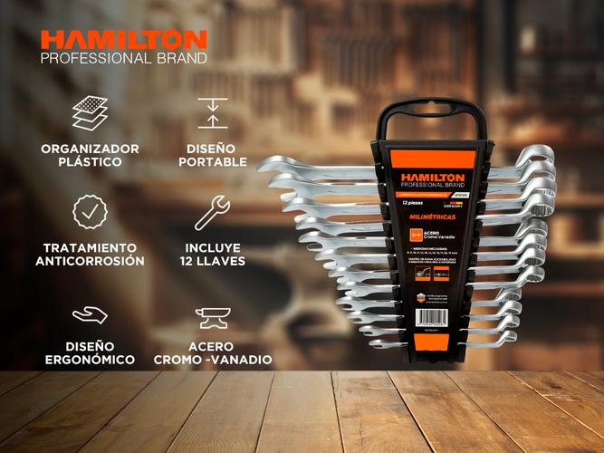 Set Juego Llaves Combinadas Hamilton 8-19mm Acero JCM12G - 1