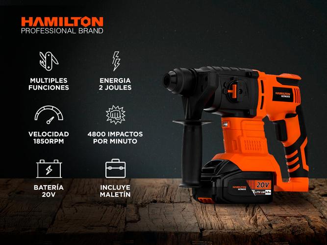 Rotomartillo Inalambrico Bateria Hamilton 2 Joules 20v Ult130 - 1