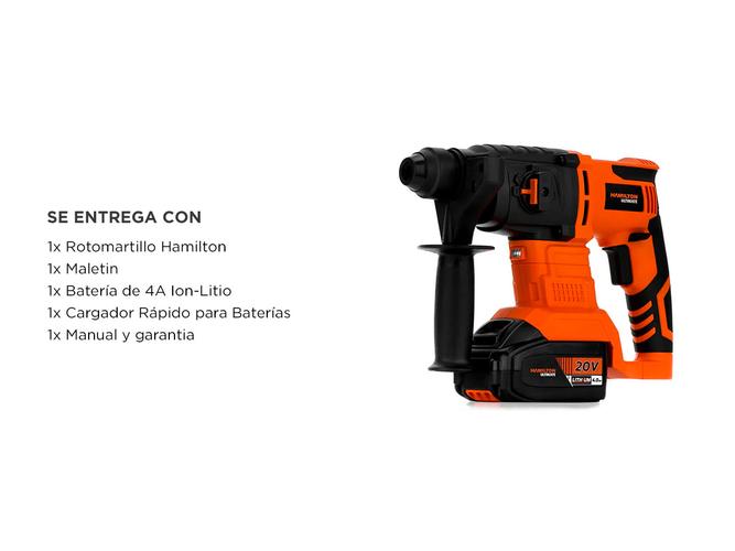 Rotomartillo Inalambrico Bateria Hamilton 2 Joules 20v Ult130 - 5