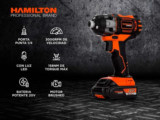 Atornillador Destornillador Inalambrico Hamilton Vel Variable Led 3000rpm ULT112 - 1
