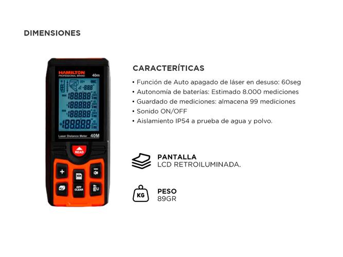 Medidor de Distancia Laser Hamilton 40 Metros 2mm MD40 - 3