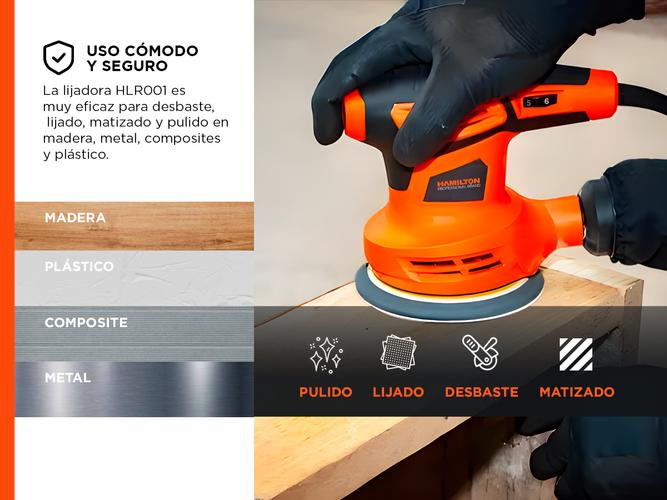 Lijadora Orbital Hamilton 300w 13000rpm Vel Variable  - 2
