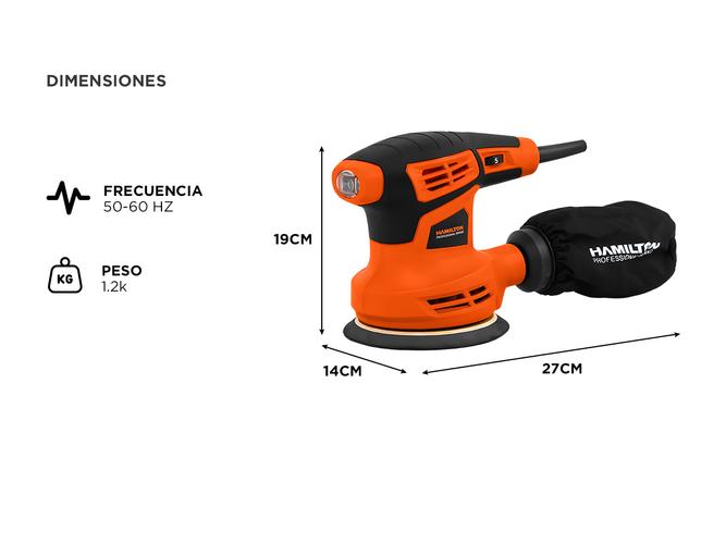 Lijadora Orbital Hamilton 300w 13000rpm Vel Variable  - 4