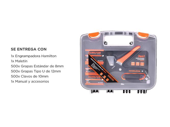Engrampadora Clavadora Profesional Hamilton Maletin Grapas 3 en 1 - 5