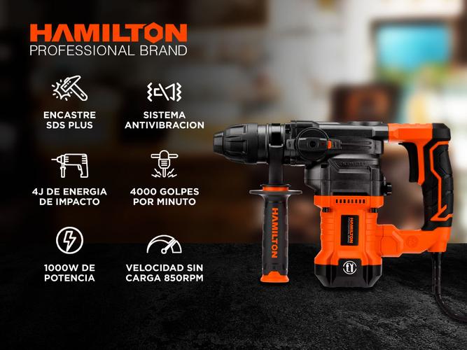 Rotomartillo Rotopercutor Electrico Hamilton Sds Plus 1000w 4j  Maletin Accesorios - 1
