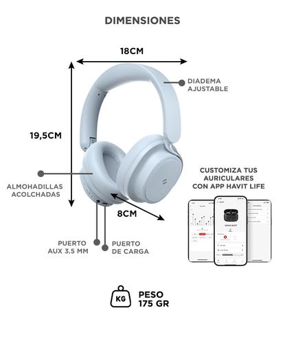 Auriculares Inalámbricos Havit Over Ear Hybrid Plegable con Cancelación De Ruido - 5