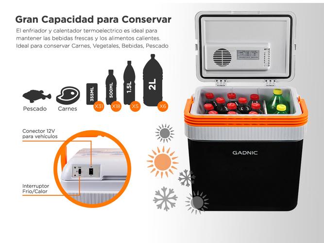 Heladera Portátil Gadnic H800 Eléctrica 12v 24Lts Conserva Frío y Calor - 3