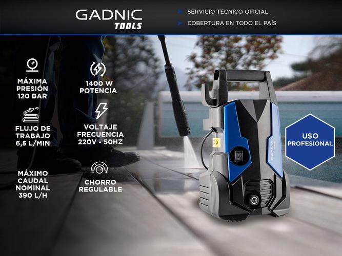 Hidrolavadora Gadnic KP1000 Alta Presión 1400w 120Bar Microfibras - 1