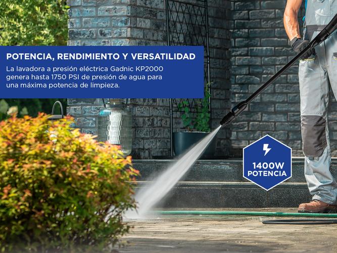 Hidrolavadora Gadnic KP2000 Alta Presión Gadnic 1400w 120 Bar Con Ruedas y Carretel  - 2