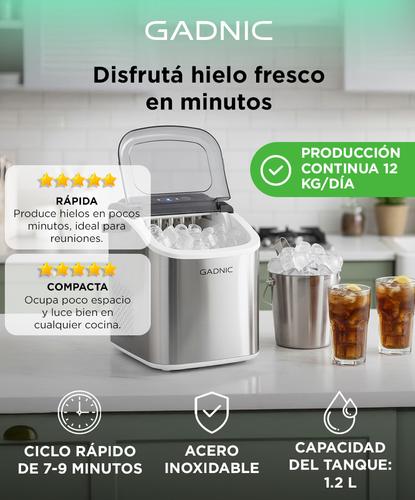 Máquina de Hielo Gadnic Acero Inoxidable con Canasto y Pala - 1