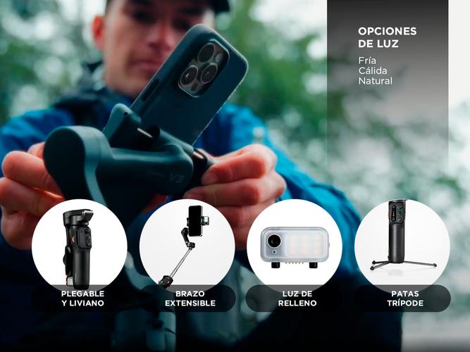 Estabilizador HOHEM iSteady V3 Tripode para celular con luz  - 2