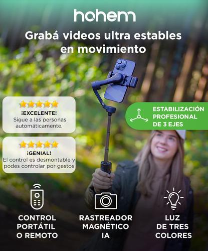 Estabilizador Hohem iSteady V3 Seguimiento IA Control Remoto Desmontable Luz Led Negro - 1