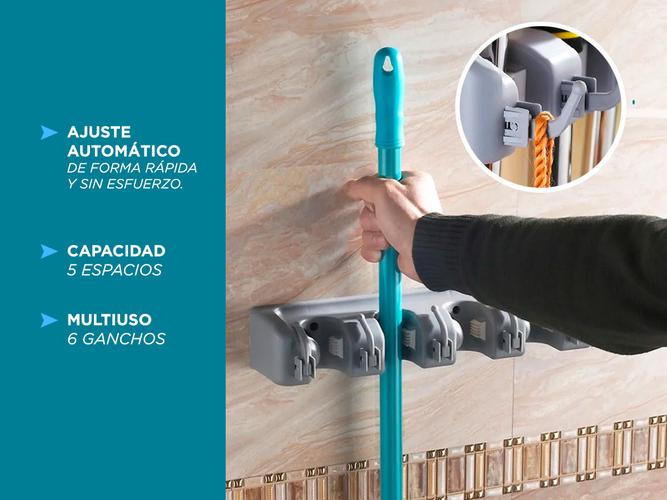 Organizador Escobas 6 Ganchos 5 Porta Escobas - 2