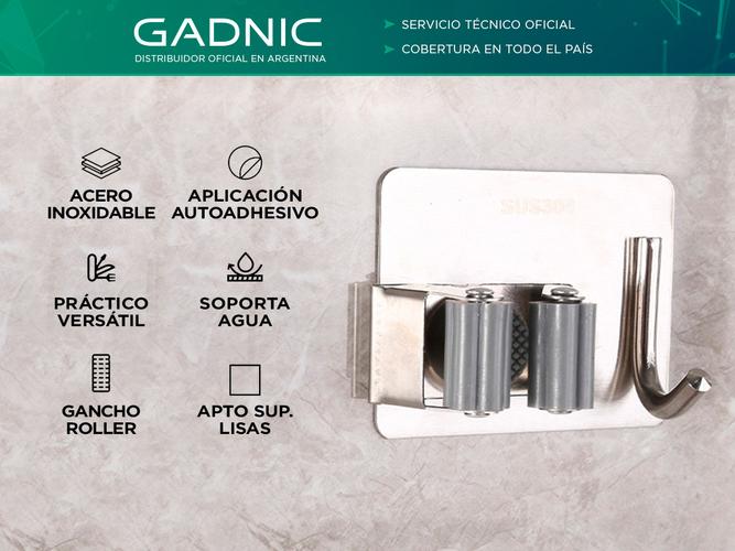 Soporte de Escoba Y Gancho Gadnic HK05 Acero Inoxidable - 1