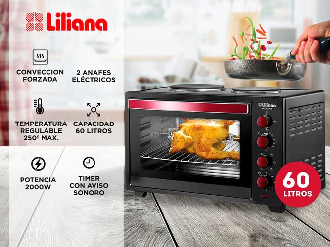 Horno de mesa electrico Liliana AO160 Megacook 60 L Con 2 Anafes - 1
