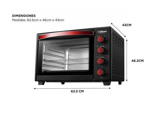 Horno de mesa electrico Liliana AO160 Megacook 60 L Con 2 Anafes - 4