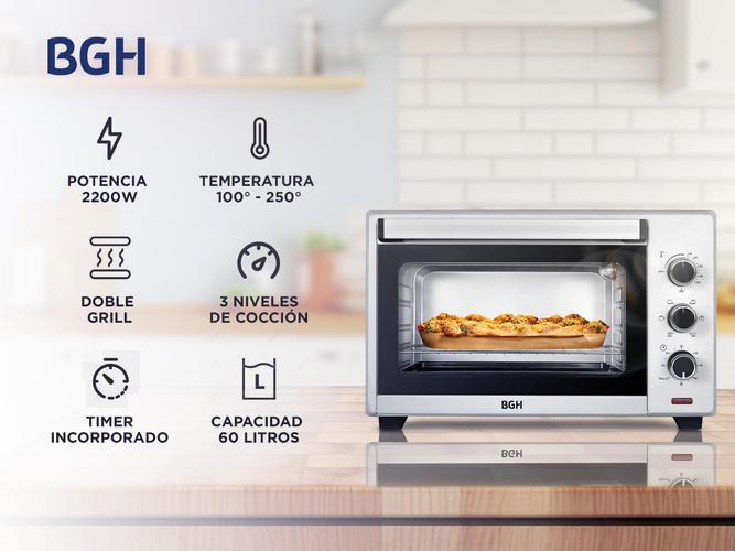 Horno Electrico BGH Grill Conveccion 60Lts 250° 2200W BHE60S22 - 1
