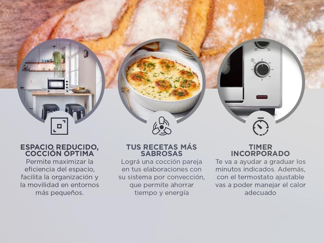 Horno Electrico BGH Grill Conveccion 60Lts 250° 2200W BHE60S22 - 3