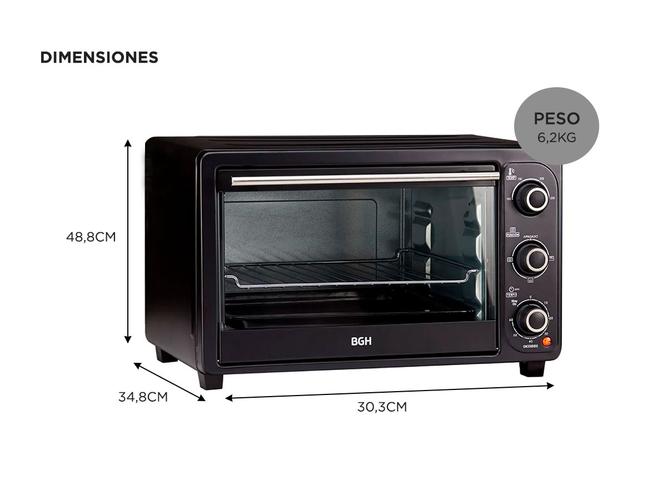 Horno eléctrico BGH 30 litros BHE30M19N doble Grill - 4